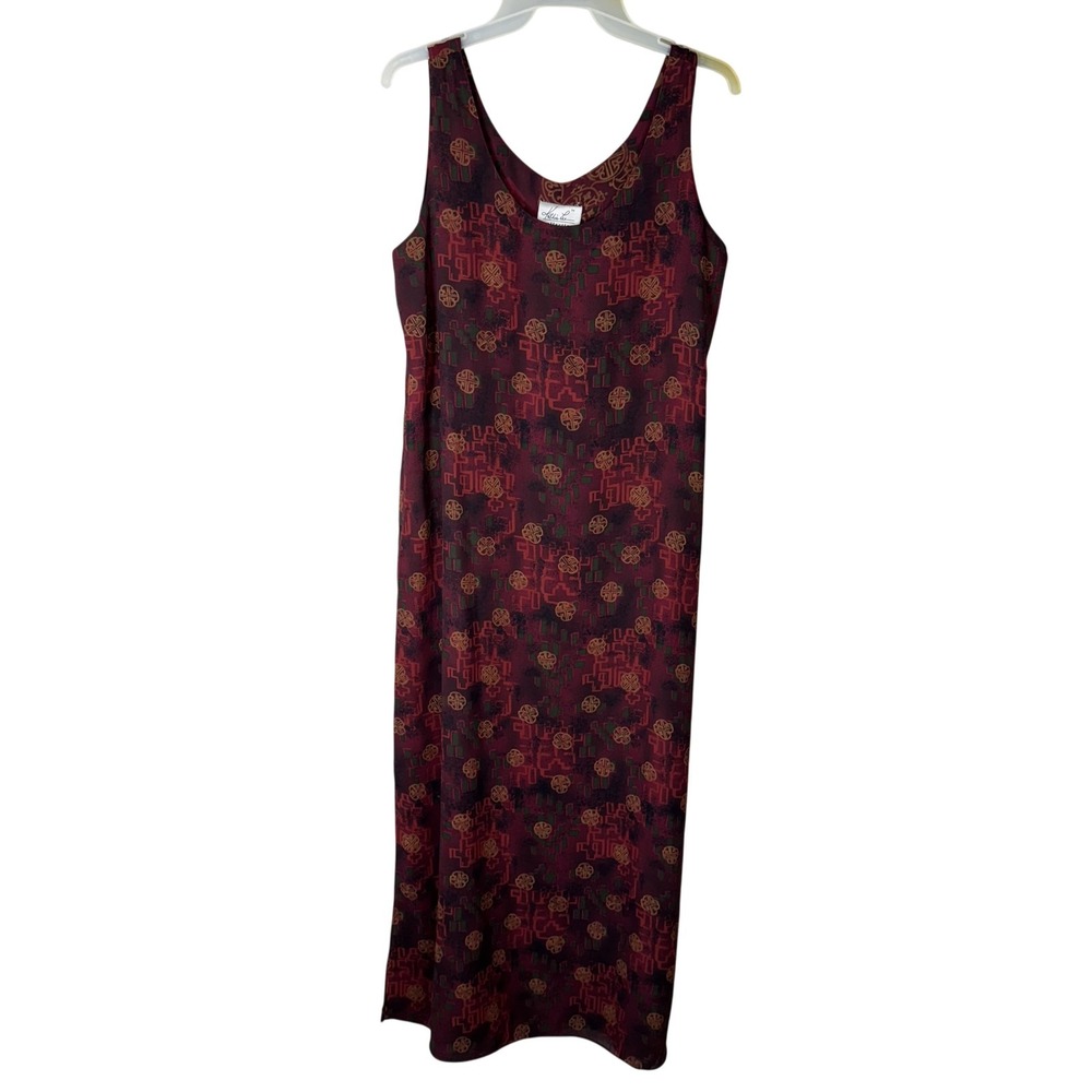 Kathie Lee Vintage Y2K 90s M Dress Sleeveless Maxi Abstract Print Summer